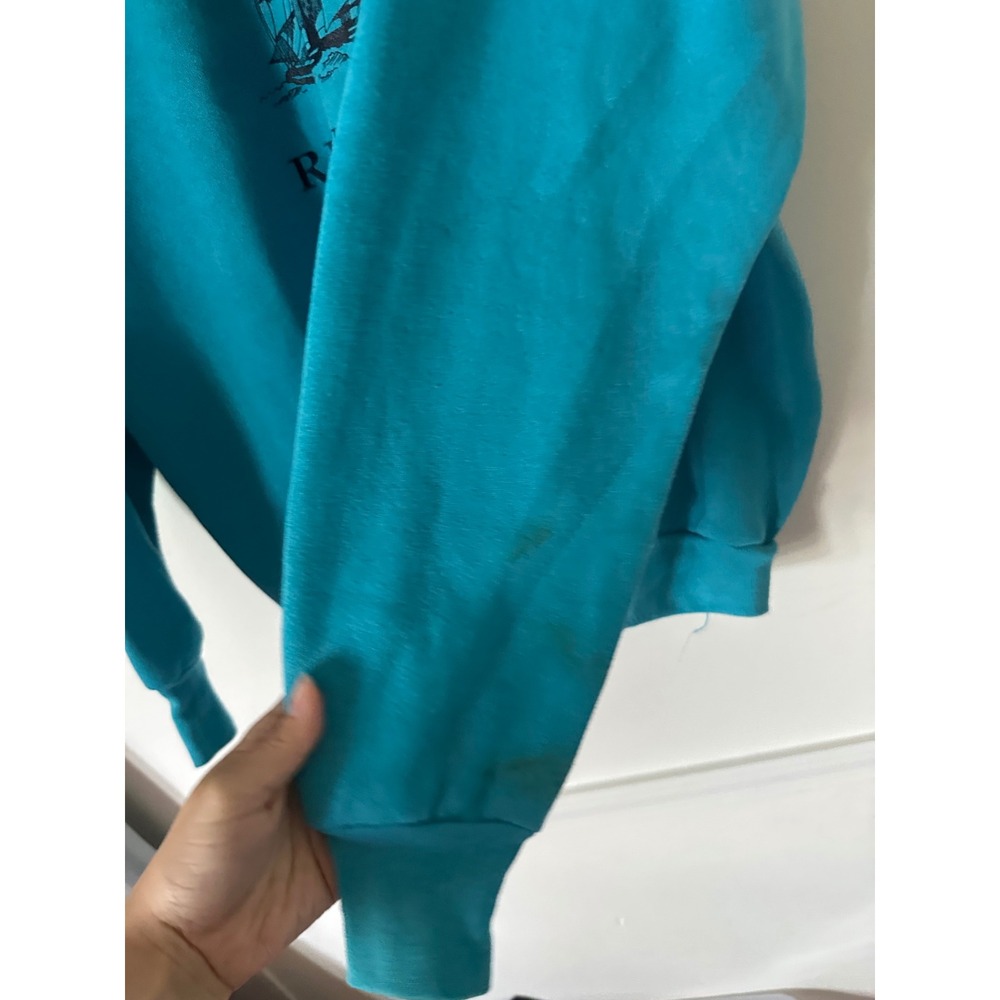Vintage Fruit of the Loom Newport Rhode Island Sweatshirt XL Teal Made in USA - Picture 6 of 7